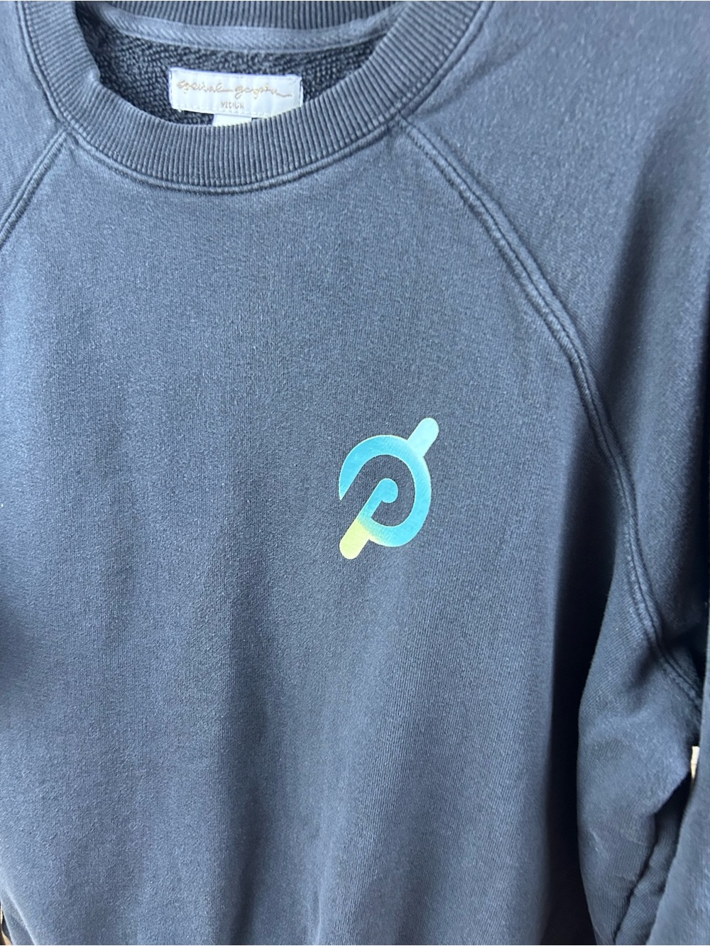 Spiritual Gangster x Peloton Crewneck Sweatshirt Medium Washed Navy Blue Gray - Picture 3 of 5